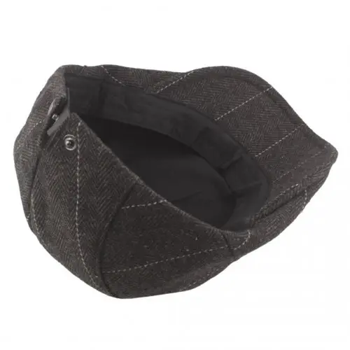 CAP-1 - Men's Newsboy Baker Boy Herringbone Flat Cap Hat - Brown by All Mart Bristol Ltd