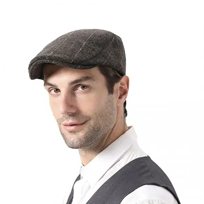 CAP-1 - Men's Newsboy Baker Boy Herringbone Flat Cap Hat - Brown by All Mart Bristol Ltd