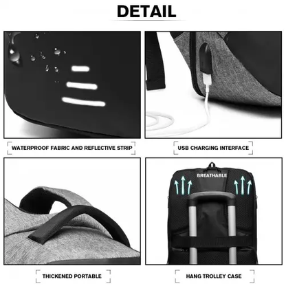 E1946 - KONO REFLECTIVE USB CHARGING INTERFACE BACKPACK - GREY by All Mart Bristol Ltd