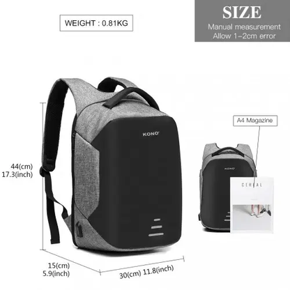 E1946 - KONO REFLECTIVE USB CHARGING INTERFACE BACKPACK - GREY by All Mart Bristol Ltd