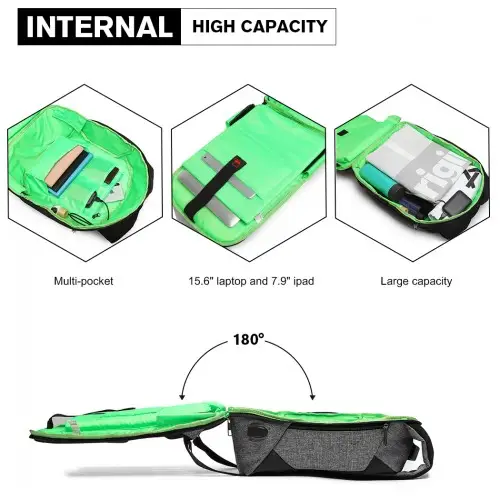 E1946 - KONO REFLECTIVE USB CHARGING INTERFACE BACKPACK - GREY by All Mart Bristol Ltd