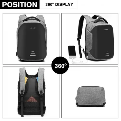 E1946 - KONO REFLECTIVE USB CHARGING INTERFACE BACKPACK - GREY by All Mart Bristol Ltd