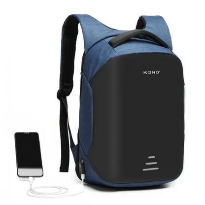 E1946 - KONO REFLECTIVE USB CHARGING INTERFACE BACKPACK - NAVY by All Mart Bristol Ltd