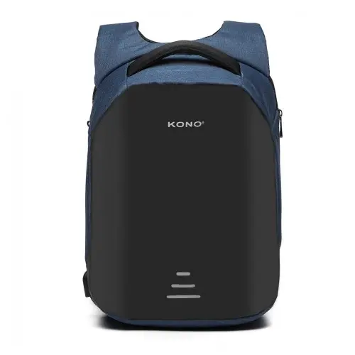 E1946 - KONO REFLECTIVE USB CHARGING INTERFACE BACKPACK - NAVY by All Mart Bristol Ltd