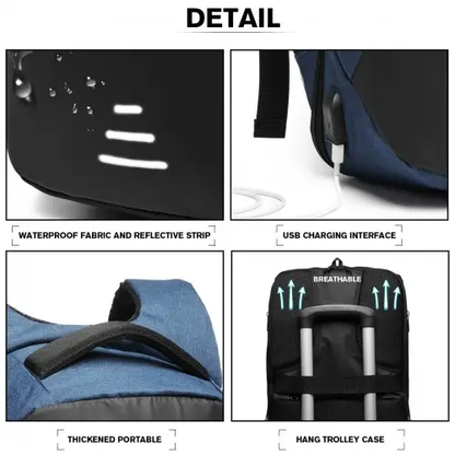 E1946 - KONO REFLECTIVE USB CHARGING INTERFACE BACKPACK - NAVY by All Mart Bristol Ltd
