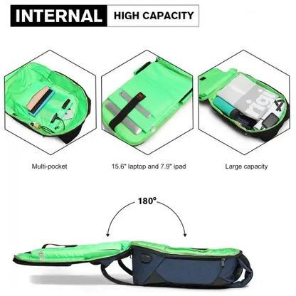 E1946 - KONO REFLECTIVE USB CHARGING INTERFACE BACKPACK - NAVY by All Mart Bristol Ltd