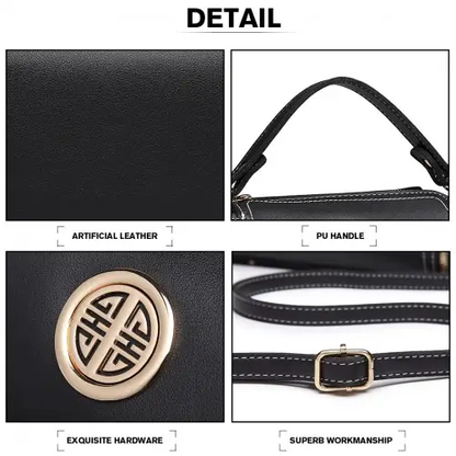 E1851 - Miss Lulu Leather Look Dual Zipped Handbag - Black by All Mart Bristol Ltd