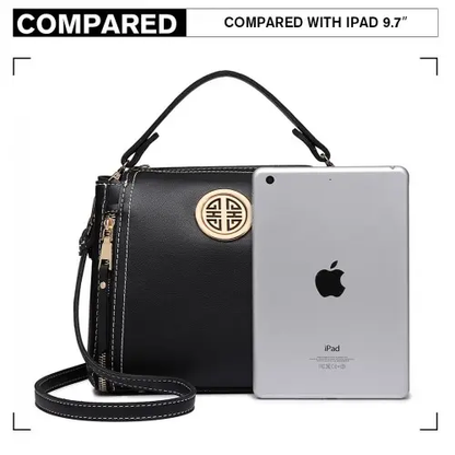 E1851 - Miss Lulu Leather Look Dual Zipped Handbag - Black by All Mart Bristol Ltd
