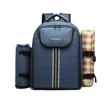 E6915 - Kono Canvas Picnic Backpack - Navy Blue by All Mart Bristol Ltd