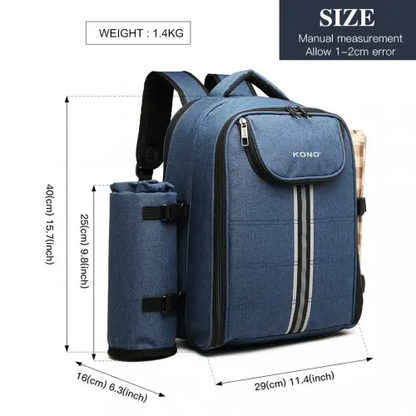 E6915 - Kono Canvas Picnic Backpack - Navy Blue by All Mart Bristol Ltd