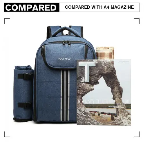 E6915 - Kono Canvas Picnic Backpack - Navy Blue by All Mart Bristol Ltd