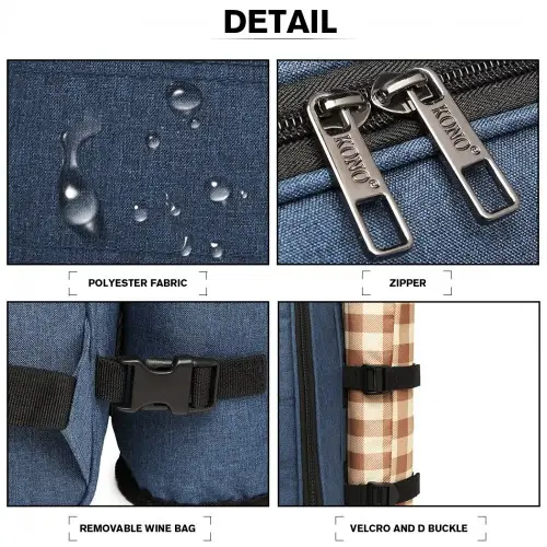 E6915 - Kono Canvas Picnic Backpack - Navy Blue by All Mart Bristol Ltd