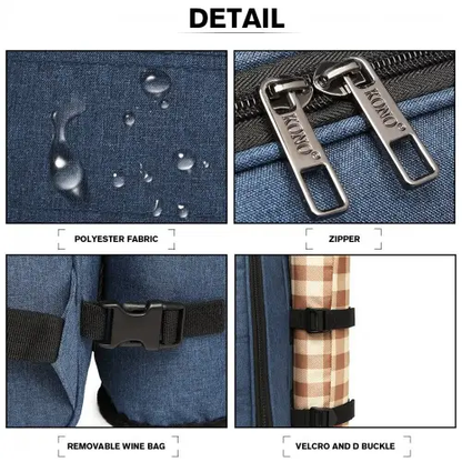 E6915 - Kono Canvas Picnic Backpack - Navy Blue by All Mart Bristol Ltd