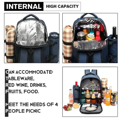 E6915 - Kono Canvas Picnic Backpack - Navy Blue by All Mart Bristol Ltd