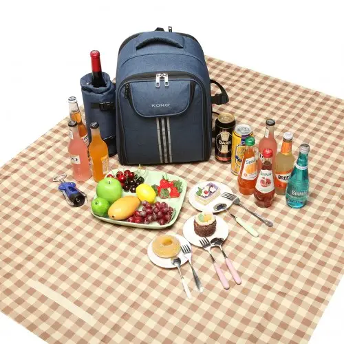 E6915 - Kono Canvas Picnic Backpack - Navy Blue by All Mart Bristol Ltd