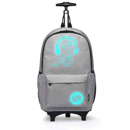 E6877 - Kono Multi-functional Glow-in-the-Dark Trolley Backpack - Grey by All Mart Bristol Ltd