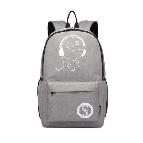 E6877 - Kono Multi-functional Glow-in-the-Dark Trolley Backpack - Grey by All Mart Bristol Ltd