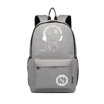 E6877 - Kono Multi-functional Glow-in-the-Dark Trolley Backpack - Grey by All Mart Bristol Ltd
