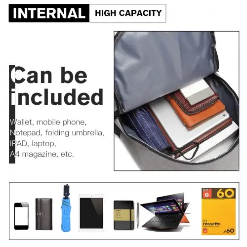 E6877 - Kono Multi-functional Glow-in-the-Dark Trolley Backpack - Grey by All Mart Bristol Ltd