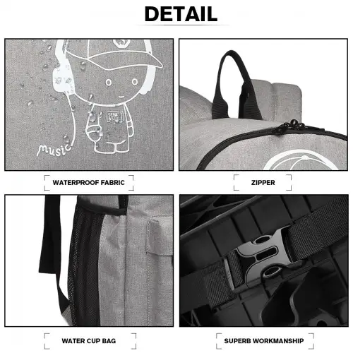 E6877 - Kono Multi-functional Glow-in-the-Dark Trolley Backpack - Grey by All Mart Bristol Ltd