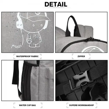 E6877 - Kono Multi-functional Glow-in-the-Dark Trolley Backpack - Grey by All Mart Bristol Ltd
