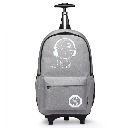 E6877 - Kono Multi-functional Glow-in-the-Dark Trolley Backpack - Grey by All Mart Bristol Ltd
