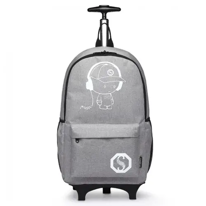 E6877 - Kono Multi-functional Glow-in-the-Dark Trolley Backpack - Grey by All Mart Bristol Ltd