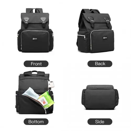 E1976 - Kono Travel Baby Changing Backpack with USB Charging Interface - Black by All Mart Bristol Ltd