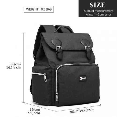 E1976 - Kono Travel Baby Changing Backpack with USB Charging Interface - Black by All Mart Bristol Ltd