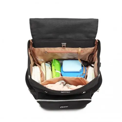 E1976 - Kono Travel Baby Changing Backpack with USB Charging Interface - Black by All Mart Bristol Ltd