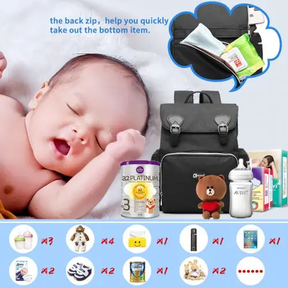 E1976 - Kono Travel Baby Changing Backpack with USB Charging Interface - Black by All Mart Bristol Ltd
