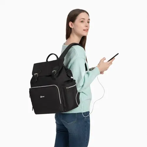 E1976 - Kono Travel Baby Changing Backpack with USB Charging Interface - Black by All Mart Bristol Ltd