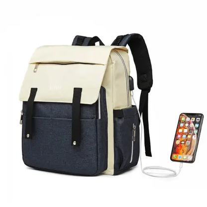 E1970 - Kono Multi Compartment Baby Changing Backpack with USB Connectivity - Navy by All Mart Bristol Ltd