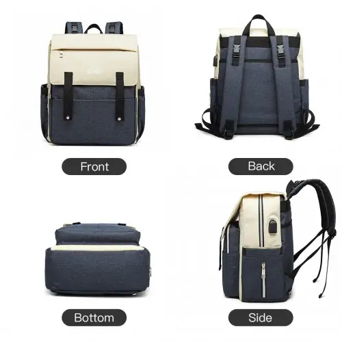 E1970 - Kono Multi Compartment Baby Changing Backpack with USB Connectivity - Navy by All Mart Bristol Ltd