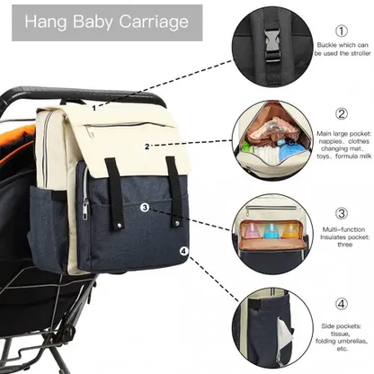 E1970 - Kono Multi Compartment Baby Changing Backpack with USB Connectivity - Navy by All Mart Bristol Ltd