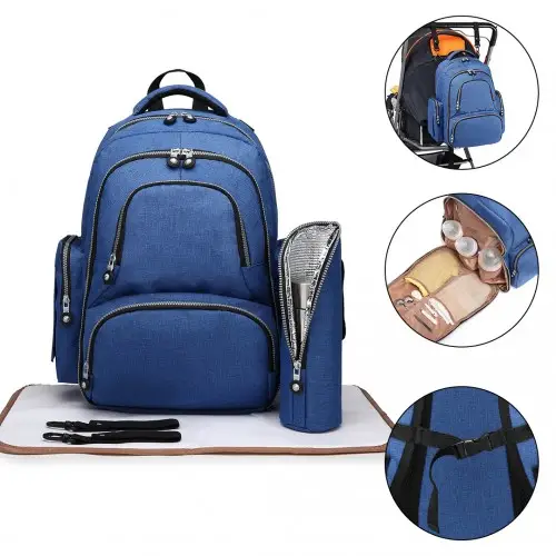 E6706 - Kono Large Capacity Multi Function Baby Diaper Backpack - Blue by All Mart Bristol Ltd