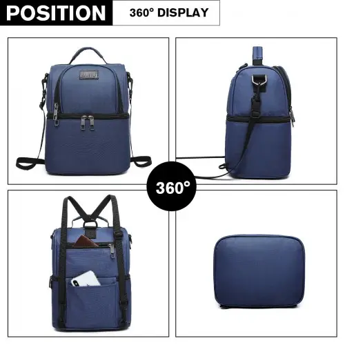 E1958-KONO INSULATED COOL BAG FAMILY LUNCH BOX - NAVY by All Mart Bristol Ltd