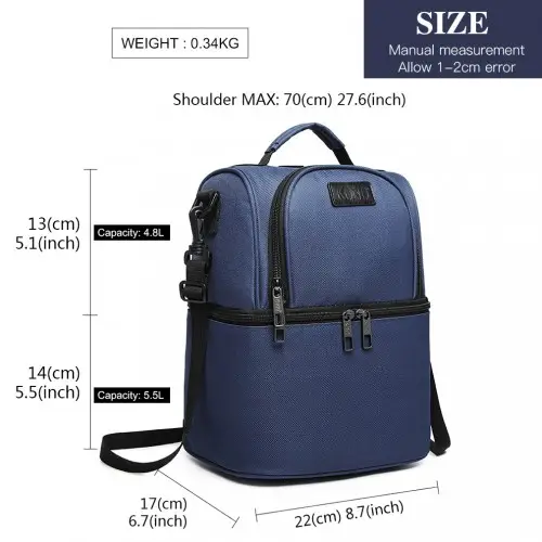 E1958-KONO INSULATED COOL BAG FAMILY LUNCH BOX - NAVY by All Mart Bristol Ltd