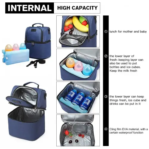 E1958-KONO INSULATED COOL BAG FAMILY LUNCH BOX - NAVY by All Mart Bristol Ltd