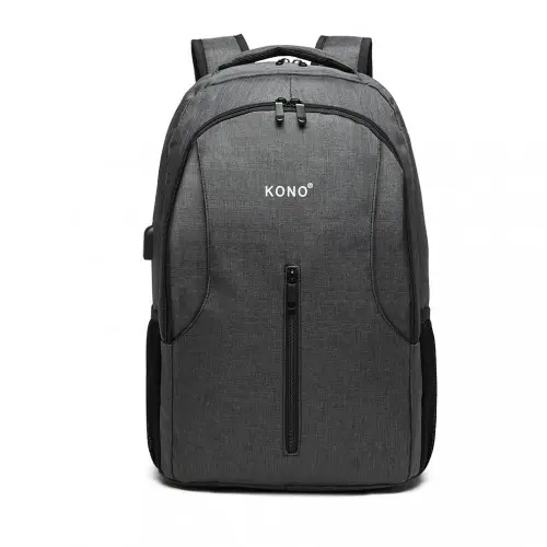 E6904 - Kono Large Backpack with USB Charging Interface - Grey by All Mart Bristol Ltd