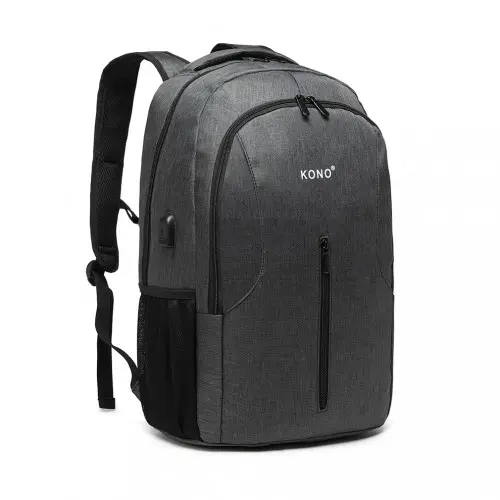 E6904 - Kono Large Backpack with USB Charging Interface - Grey by All Mart Bristol Ltd