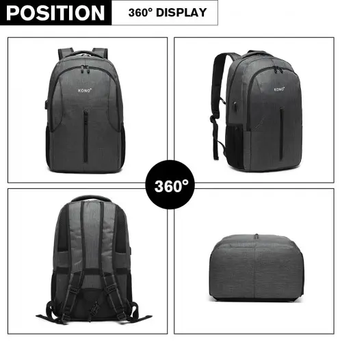E6904 - Kono Large Backpack with USB Charging Interface - Grey by All Mart Bristol Ltd