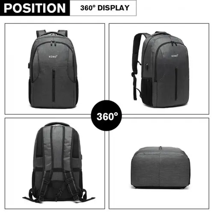 E6904 - Kono Large Backpack with USB Charging Interface - Grey by All Mart Bristol Ltd