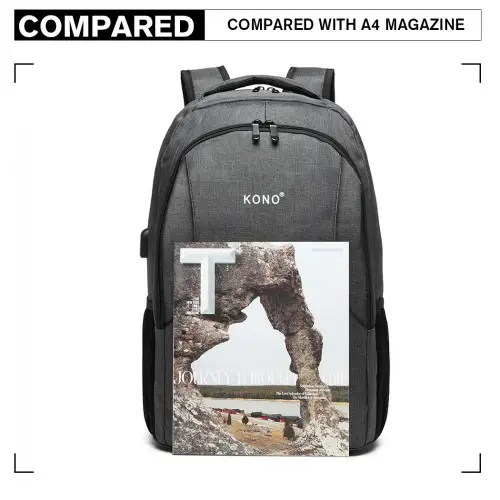 E6904 - Kono Large Backpack with USB Charging Interface - Grey by All Mart Bristol Ltd