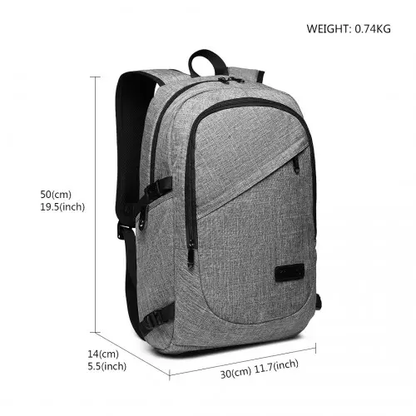 E6715 - Kono Business Laptop Backpack with USB Charging Port - Grey by All Mart Bristol Ltd
