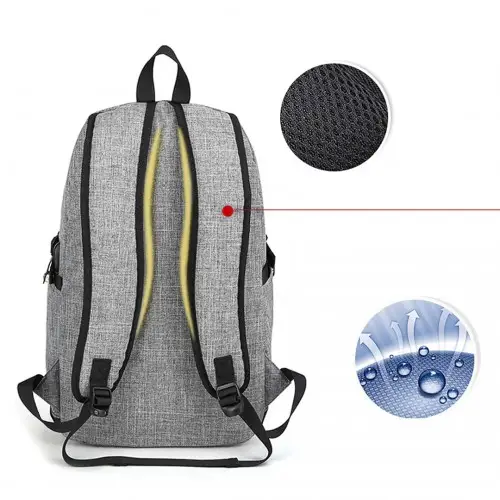 E6715 - Kono Business Laptop Backpack with USB Charging Port - Grey by All Mart Bristol Ltd