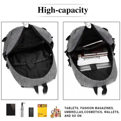 E6715 - Kono Business Laptop Backpack with USB Charging Port - Grey by All Mart Bristol Ltd