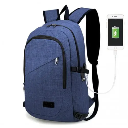 E6715 - Kono Business Laptop Backpack with USB Charging Port - Navy Blue by All Mart Bristol Ltd
