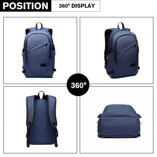 E6715 - Kono Business Laptop Backpack with USB Charging Port - Navy Blue by All Mart Bristol Ltd