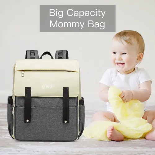 E1970 - Kono Multi Compartment Baby Changing Backpack with USB Connectivity - Grey by All Mart Bristol Ltd